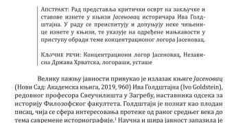 Гавро Буразор, „Друга монографија о логору Јасеновац“, у: Токови, бр. 2, Институт за новију историју Србије, Београд, 2020, 287-299.
