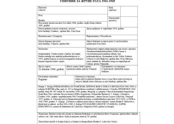 Допуне на списку ратних жртава 1941–1945. године: Бранко (Иво) Лековић, страдао 1944. године